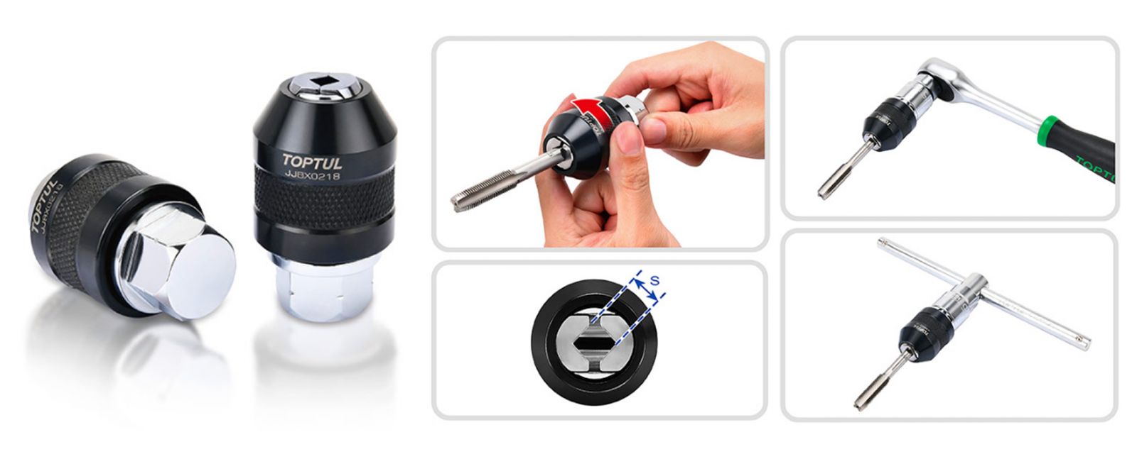 Đầu Tuýp Vặn Taro Điều Chỉnh TOPTUL JJBX0218 Đầu Tuýp Vặn Taro Điều Chỉnh TOPTUL JJBX0218