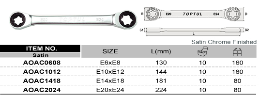 Cờ lê 2 đầu vòng sao tự động E6xE8 TOPTUL AOAC0608