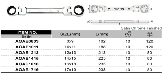 Cờ lê tự động 2 đầu vòng lắt léo 8x9mm TOPTUL AOAE0809