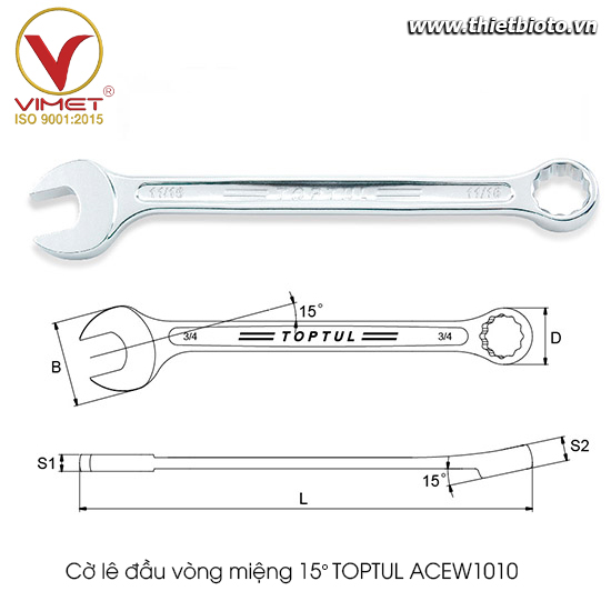 Cờ lê đầu vòng miệng TOPTUL ACEW1010