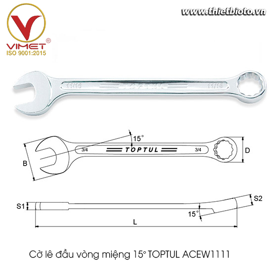 Cờ lê đầu vòng miệng TOPTUL ACEW1111