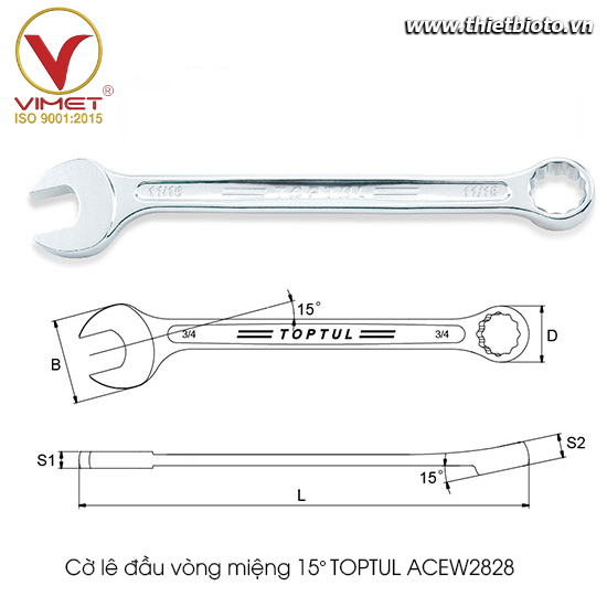Cờ lê đầu vòng miệng TOPTUL ACEW2828 