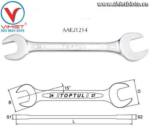 Cờ lê 2 đầu miệng Toptul AAEJ1214