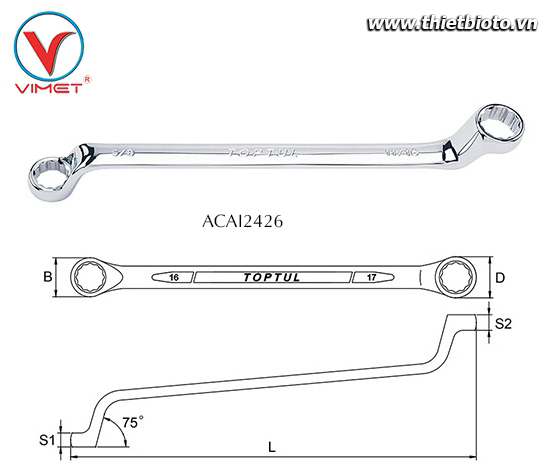 Cờ lê 2 đầu vòng Toptul ACAI2426