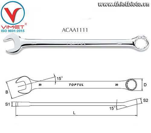 Cờ lê đầu vòng miệng Toptul ACAA1111