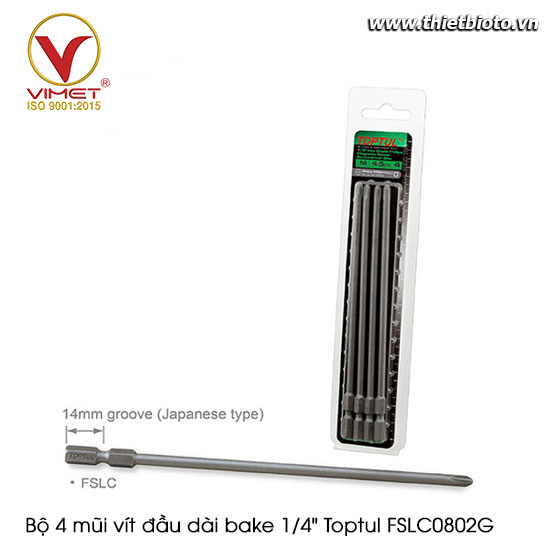 Bộ 4 mũi vít đầu dài bake 1/4