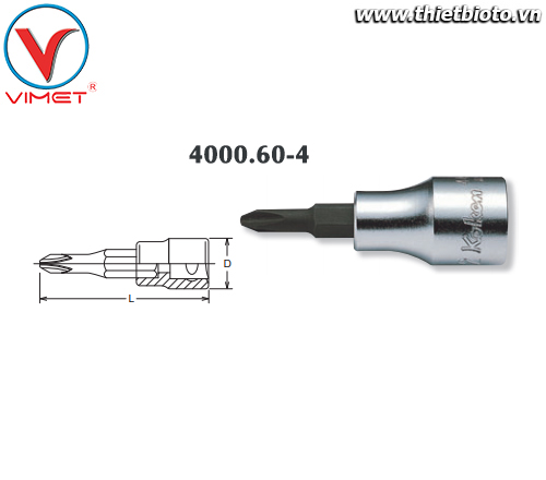 Đầu tuýp mũi vít bake PH4 Koken 4000.60-4